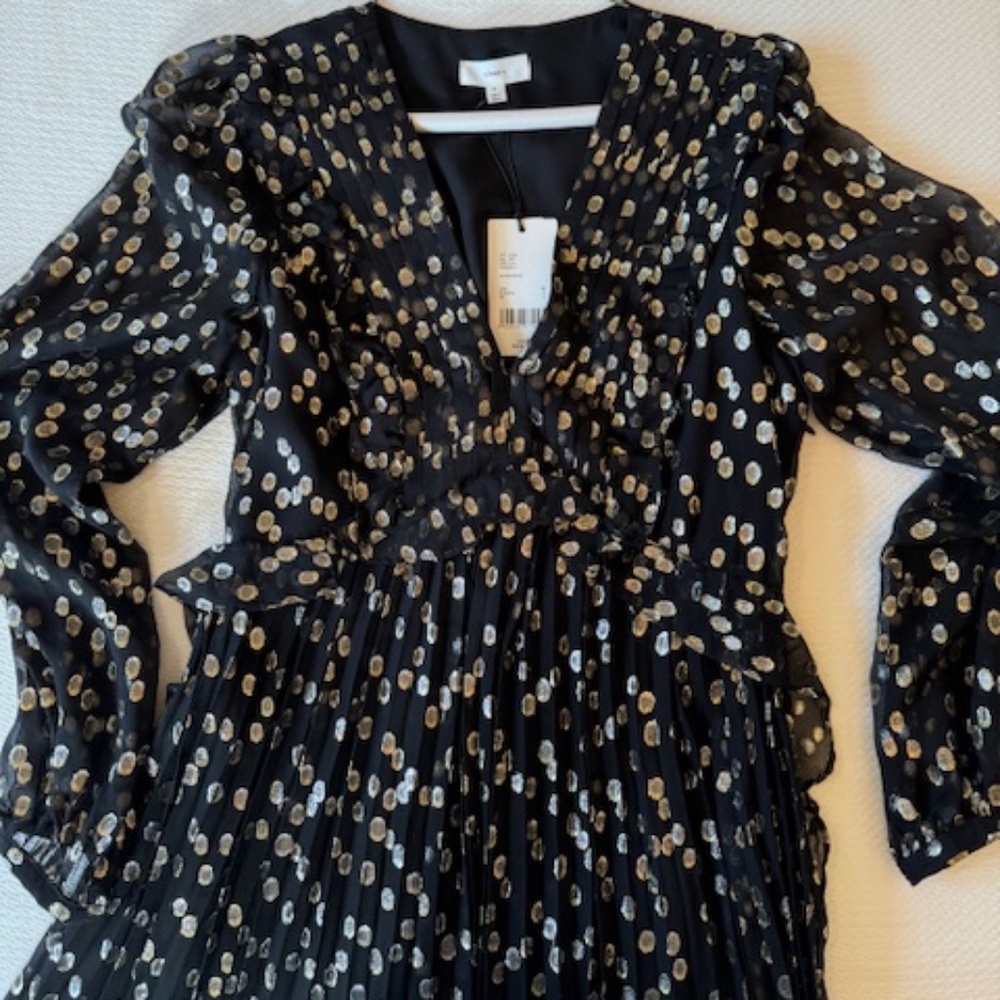 A Loves A - Black party dress with Gold dots - NEW with TAGS - size S
